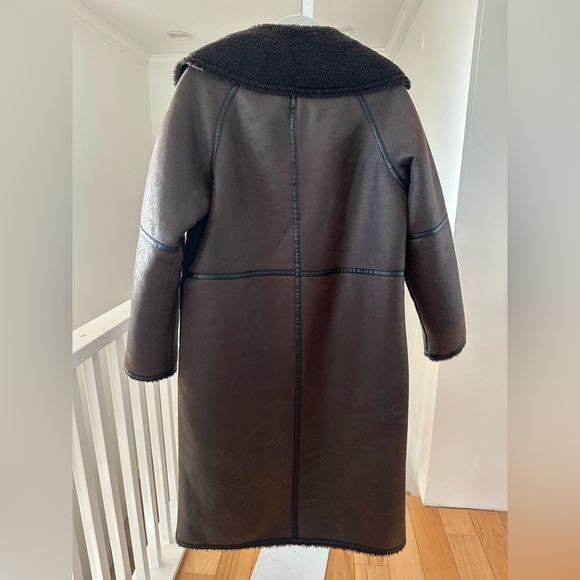 ZARA WOMEN LONG DOUBLE FACED COAT BROWN REVERSIBLE - Picture 8 of 16